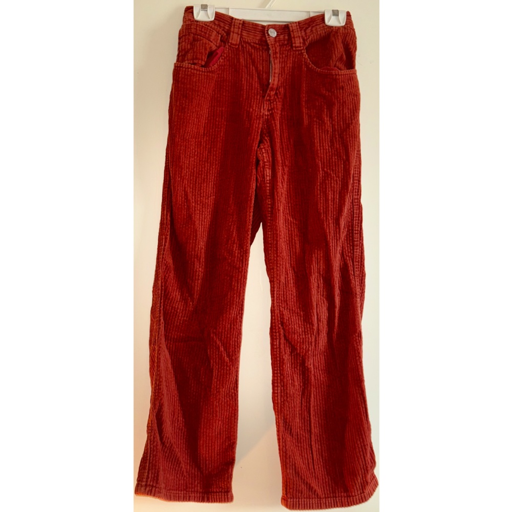 BDG Urban Outfitters Fire Engine Red Orange Corduroy Pants High Wasted Flare Leg